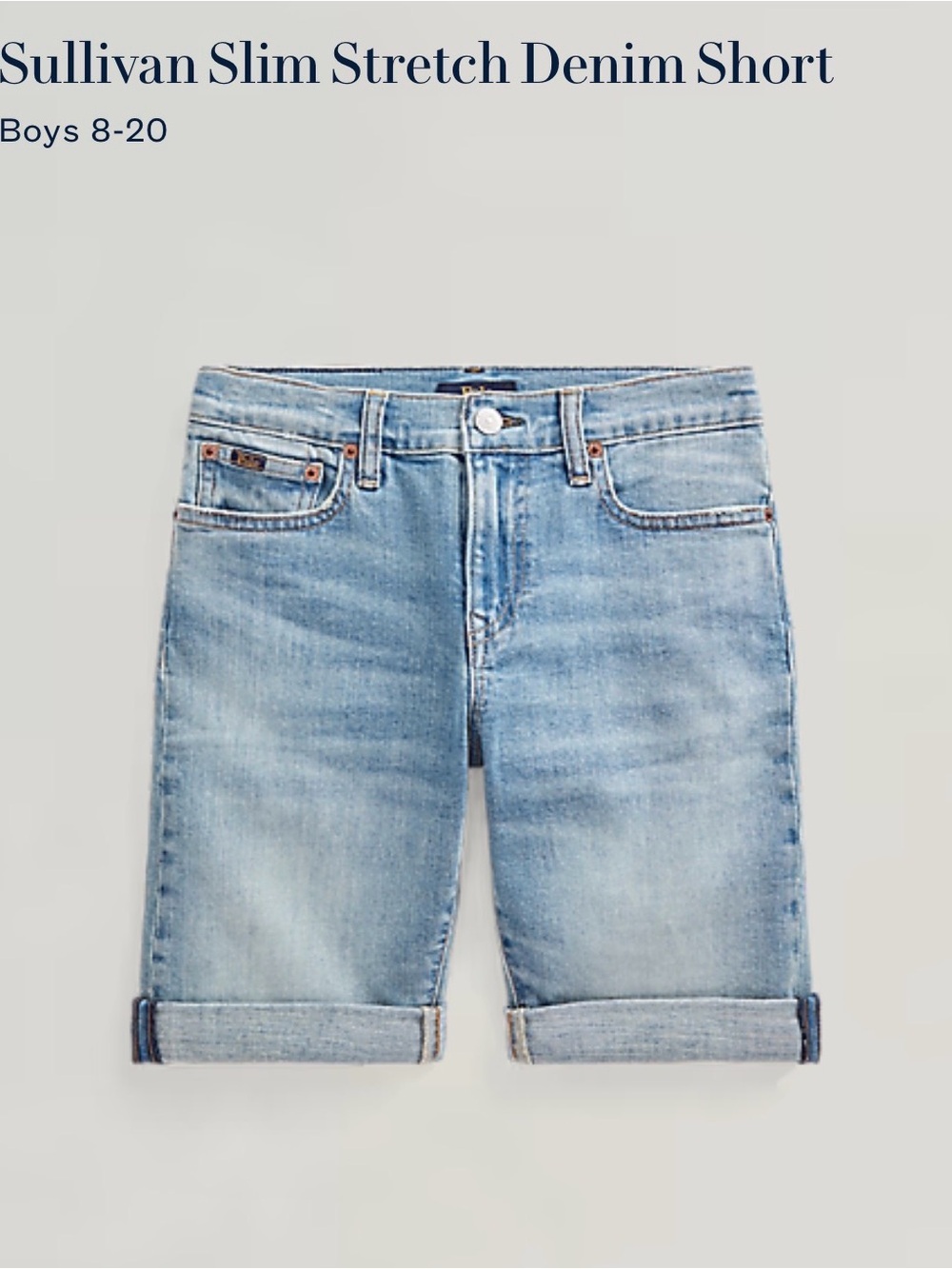 Polo by Ralph Lauren Light Blue Slim Denim Shorts boys 8-10